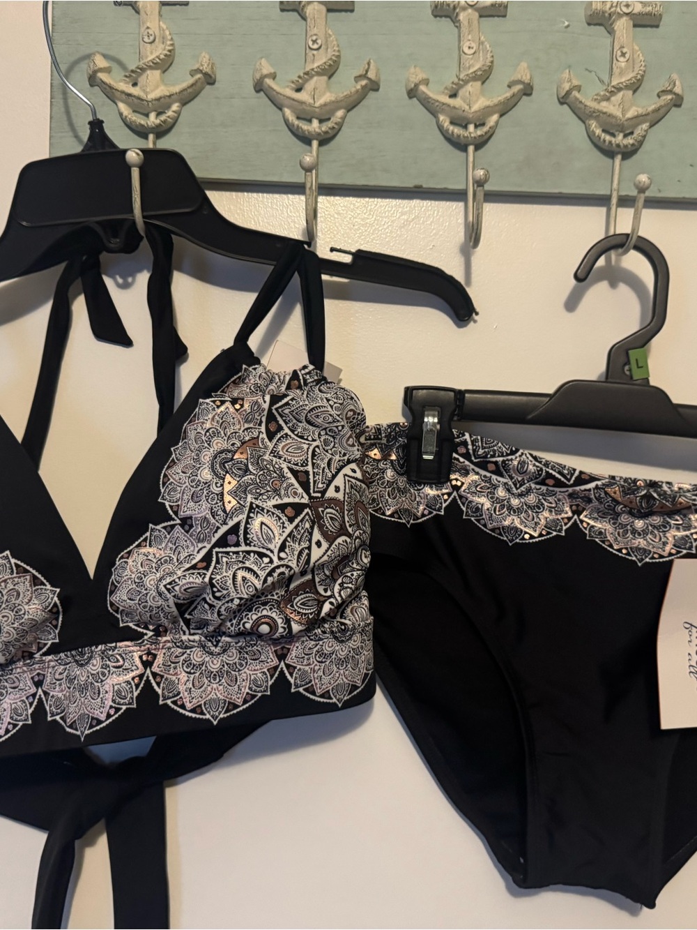 Swimsuits For All Black Bikini Set with Paisley Trim